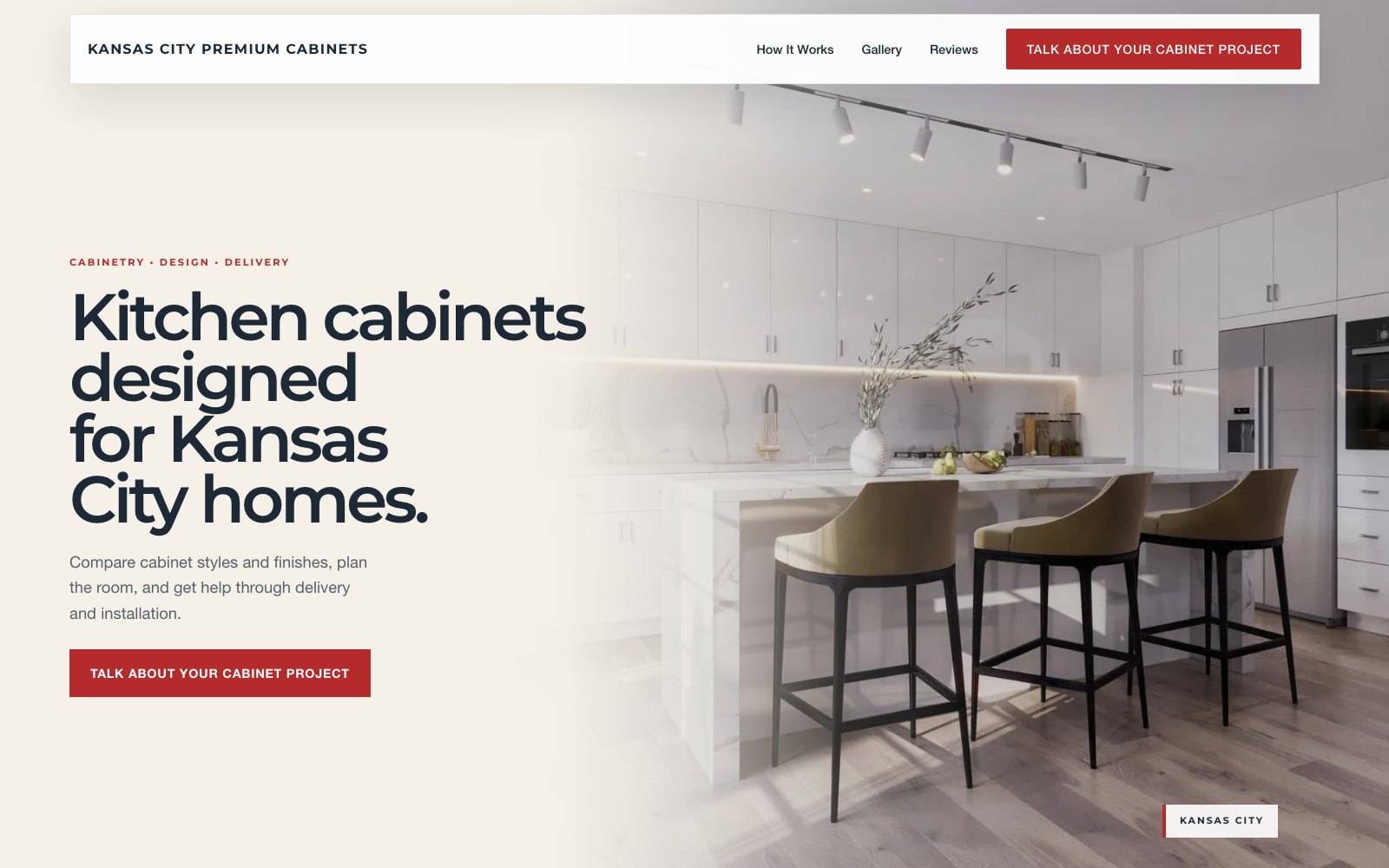 The new KC Premium Cabinets homepage concept